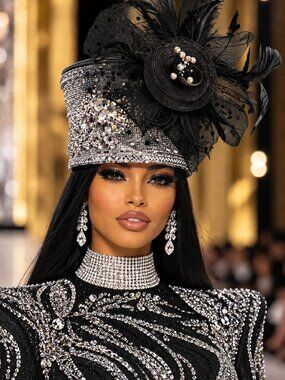 Designer Church Hat Imperial Duchess Crown Rhinestone 902526